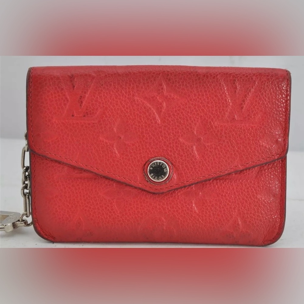 ♥️Louis Vuitton Red Monogram Empreinte Pochette Cles Coin Purse/Wallet |PRELOVED - Picture 2 of 16
